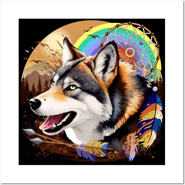 Wolf Native Animal Spirit Wall Art by BluedarkArt